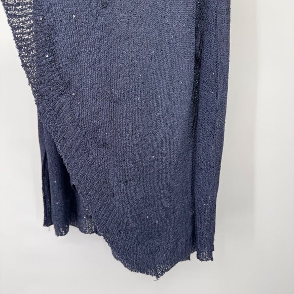 Boston Proper Navy Open-FrontSequin Knit Cardigan size XL Womens Sweater - Picture 5 of 12
